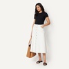 Amazon Essentials Women’s A-Line High-Rise Denim Button-Down Midi Skirt(White)