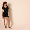 Amazon Essentials Women’s Casual Summer Short-Sleeve Scoop Neck Romper with Elastic Waist(Black)