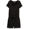 Amazon Essentials Women’s Casual Summer Short-Sleeve Scoop Neck Romper with Elastic Waist(Black Dot)
