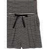 Amazon Essentials Women’s Casual Summer Short-Sleeve Scoop Neck Romper with Elastic Waist(Black Thin Stripe)