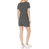 Amazon Essentials Women’s Casual Summer Short-Sleeve Scoop Neck Romper with Elastic Waist(Black Thin Stripe)