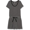 Amazon Essentials Women’s Casual Summer Short-Sleeve Scoop Neck Romper with Elastic Waist(Black Thin Stripe)