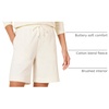 Amazon Essentials Women’s Fleece High Rise Bermuda Shorts with Elastic Waist and Drawstring (Plus Size Available)(Eggshell White)