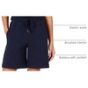 Amazon Essentials Women’s Fleece High Rise Bermuda Shorts with Elastic Waist and Drawstring (Plus Size Available)(Navy)