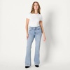 Amazon Essentials Women’s High Stretch Flattering High-Rise Flare Jeans(Iced Blue Light Wash)