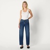 Amazon Essentials Women’s High-Rise Barrel Leg Jeans(Stone Dark Wash)