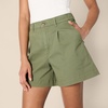 Amazon Essentials Women’s High-Rise Relaxed-Fit A-line Elastic Back Shorts(Dark Olive)