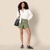Amazon Essentials Women’s High-Rise Relaxed-Fit A-line Elastic Back Shorts(Dark Olive)