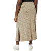 Amazon Essentials Women’s Lightweight Knit Stretchy Maxi Skirt with Elastic Waistband, Side Slits(Camel Animal Print)