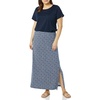 Amazon Essentials Women’s Lightweight Knit Stretchy Maxi Skirt with Elastic Waistband, Side Slits(Navy  Animal Dot)