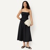 Amazon Essentials Women’s Mid-Rise A-Line Cotton Stretch Poplin Midi Skirt with Elastic Waist(Black)