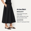 Amazon Essentials Women’s Mid-Rise A-Line Cotton Stretch Poplin Midi Skirt with Elastic Waist(Black)
