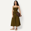 Amazon Essentials Women’s Mid-Rise A-Line Cotton Stretch Poplin Midi Skirt with Elastic Waist(Deep Brown)