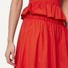 Amazon Essentials Women’s Mid-Rise A-Line Cotton Stretch Poplin Midi Skirt with Elastic Waist(Red)