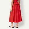 Amazon Essentials Women’s Mid-Rise A-Line Cotton Stretch Poplin Midi Skirt with Elastic Waist(Red)
