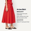 Amazon Essentials Women’s Mid-Rise A-Line Cotton Stretch Poplin Midi Skirt with Elastic Waist(Red)