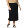 Amazon Essentials Women’s Pull-On Knit Midi Skirt with Elastic Waist, Slits(Black)