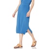 Amazon Essentials Women’s Pull-On Knit Midi Skirt with Elastic Waist, Slits(Blue)