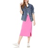 Amazon Essentials Women’s Pull-On Knit Midi Skirt with Elastic Waist, Slits(Bright Pink)