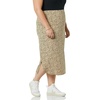 Amazon Essentials Women’s Pull-On Knit Midi Skirt with Elastic Waist, Slits(Camel  Animal Dot Print)