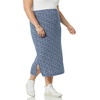 Amazon Essentials Women’s Pull-On Knit Midi Skirt with Elastic Waist, Slits(Navy  Animal Dot)