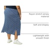 Amazon Essentials Women’s Pull-On Knit Midi Skirt with Elastic Waist, Slits(Navy  Animal Dot)