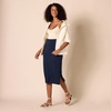 Amazon Essentials Women’s Pull-On Knit Midi Skirt with Elastic Waist, Slits(Navy)