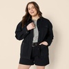 Amazon Essentials Women’s Relaxed-Fit Dropped Shoulder Midweight Cotton Twill Jacket(Black)