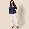 Amazon Essentials Women’s Relaxed-Fit Dropped Shoulder Midweight Cotton Twill Jacket(Navy)