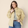Amazon Essentials Women’s Relaxed-Fit Dropped Shoulder Midweight Cotton Twill Jacket(Tan)