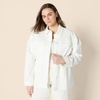 Amazon Essentials Women’s Relaxed-Fit Dropped Shoulder Midweight Cotton Twill Jacket(White)