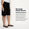 Amazon Essentials Women’s Relaxed-Fit Mid-Rise Long Jean Shorts(Black)