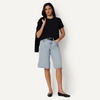 Amazon Essentials Women’s Relaxed-Fit Mid-Rise Long Jean Shorts(Tinted Ice Light Wash)