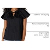 Amazon Essentials Women’s Relaxed-Fit Ruffle-Neck Cotton Sateen Blouse(Black)