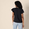 Amazon Essentials Women’s Relaxed-Fit Ruffle-Neck Cotton Sateen Blouse(Black)