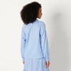 Amazon Essentials Women’s Relaxed-Fit Ruffle-Neck Cotton Sateen Blouse(Blue White Stripe)