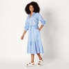 Amazon Essentials Women’s Relaxed-Fit Ruffle-Neck Cotton Sateen Blouse(Blue White Stripe)
