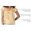 Amazon Essentials Women’s Relaxed-Fit Ruffle-Neck Cotton Sateen Blouse(Golden Yellow Folk Floral Multi)