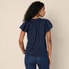 Amazon Essentials Women’s Relaxed-Fit Ruffle-Neck Cotton Sateen Blouse(Navy)