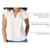 Amazon Essentials Women’s Relaxed-Fit Ruffle-Neck Cotton Sateen Blouse(White)