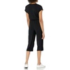 Amazon Essentials Women’s Short-Sleeve V-Neck Surplice Cropped Wide-Leg Jumpsuit with Elastic Waist(Black)