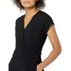 Amazon Essentials Women’s Short-Sleeve V-Neck Surplice Cropped Wide-Leg Jumpsuit with Elastic Waist(Black)