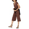 Amazon Essentials Women’s Short-Sleeve V-Neck Surplice Cropped Wide-Leg Jumpsuit with Elastic Waist(Brown Animal Print)