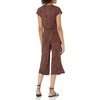 Amazon Essentials Women’s Short-Sleeve V-Neck Surplice Cropped Wide-Leg Jumpsuit with Elastic Waist(Brown Animal Print)