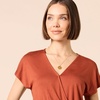 Amazon Essentials Women’s Short-Sleeve V-Neck Surplice Cropped Wide-Leg Jumpsuit with Elastic Waist(Clay)