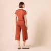 Amazon Essentials Women’s Short-Sleeve V-Neck Surplice Cropped Wide-Leg Jumpsuit with Elastic Waist(Clay)