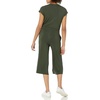 Amazon Essentials Women’s Short-Sleeve V-Neck Surplice Cropped Wide-Leg Jumpsuit with Elastic Waist(Dark Olive)