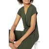 Amazon Essentials Women’s Short-Sleeve V-Neck Surplice Cropped Wide-Leg Jumpsuit with Elastic Waist(Dark Olive)