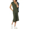 Amazon Essentials Women’s Short-Sleeve V-Neck Surplice Cropped Wide-Leg Jumpsuit with Elastic Waist(Dark Olive)