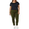 Amazon Essentials Women’s Slim-Fit Bi-Stretch Side Zip Ankle Pant(Black Olive Animal Print)